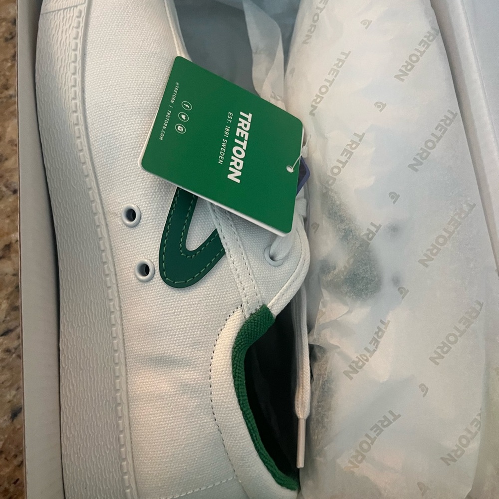 Tretorn Classic White Sneakers with Green Details